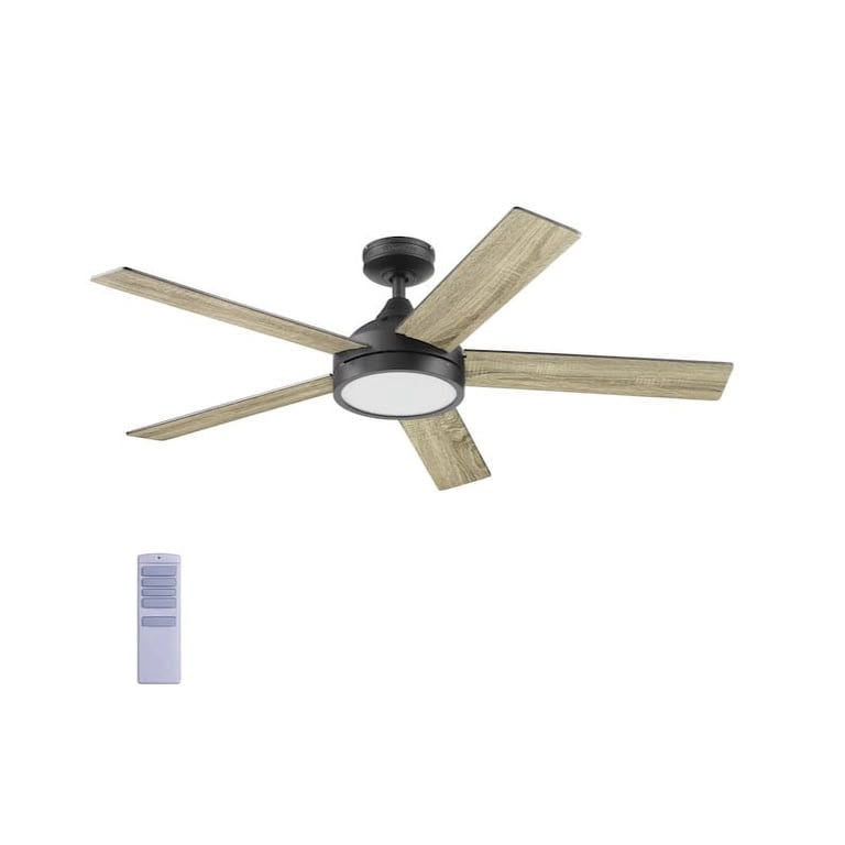 Harbor Breeze Camden 52-in Matte Black Indoor Ceiling Fan with Light Remote (5-Blade)