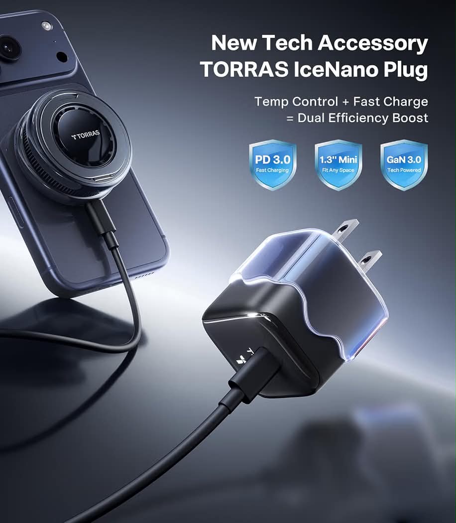 TORRAS PolarCircle Qi2.2 25W Magnetic Wireless Charger & Phone Cooler- OPEN BOX/NEW