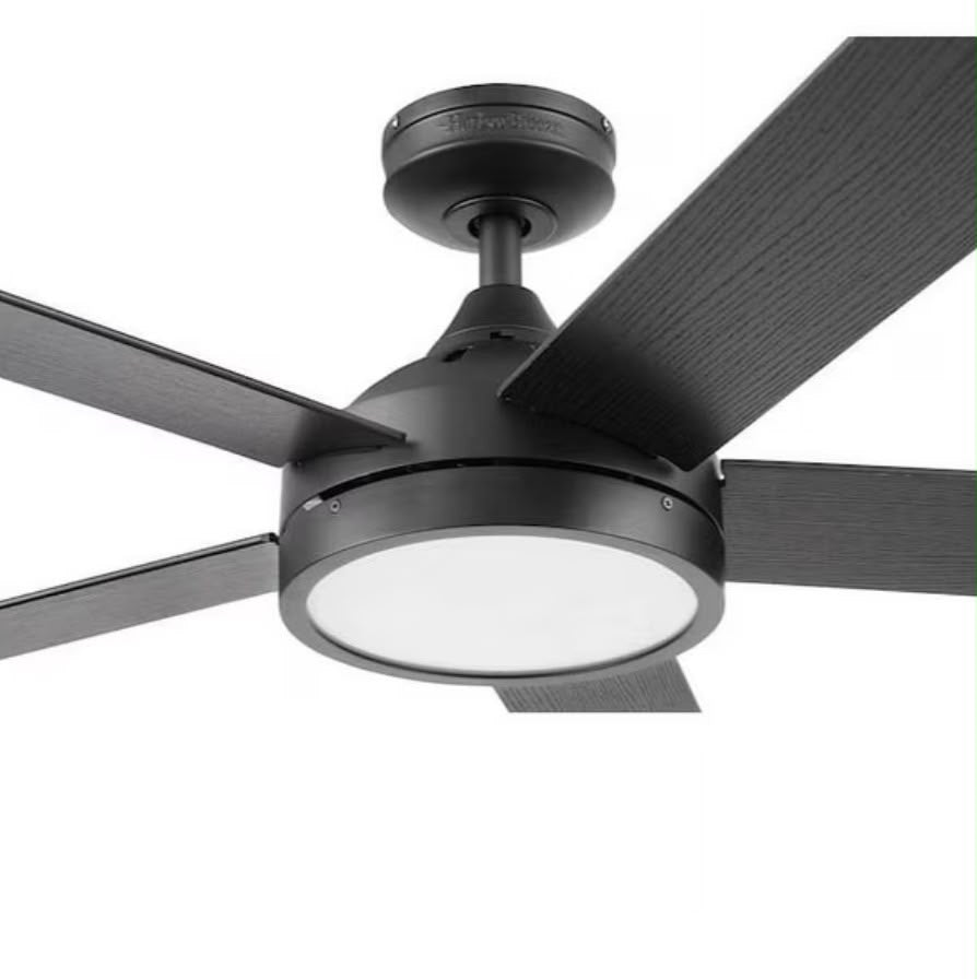 Harbor Breeze Camden 52-in Matte Black Indoor Ceiling Fan with Light Remote (5-Blade)