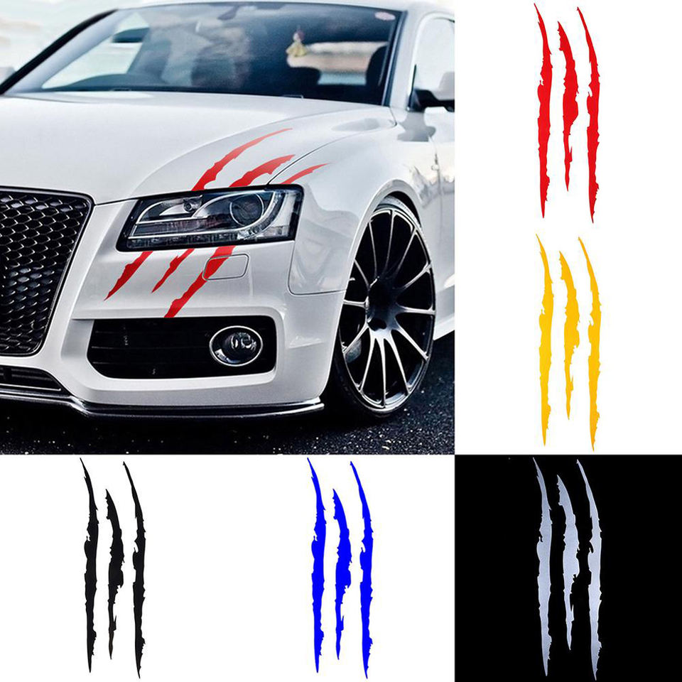 Auto Car Stickers Reflective Monster Claw Scratch Marks Headlight Bumper Sticker Waterproof Decal for Truck, Cars, SUV's, Motorcycle, Scooters, Different Designs