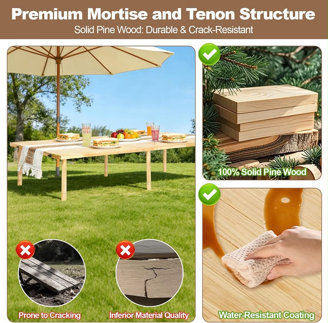 44x22 Folding Low Picnic Table Portable Outdoor Table