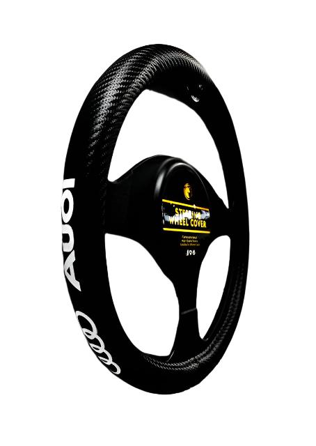 Generic Microfiber Steering Wheel Cover, Anti-Slip PU Leather, Universal Fit for Cars, Trucks, SUVs, ALL Makes with Logo (For Audi)!!