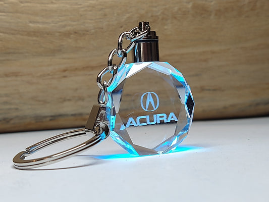 Customized Laser Engraved All Car with Logo Crystal Glass Keychain with Color Changing LED Lights (For Acura) !!