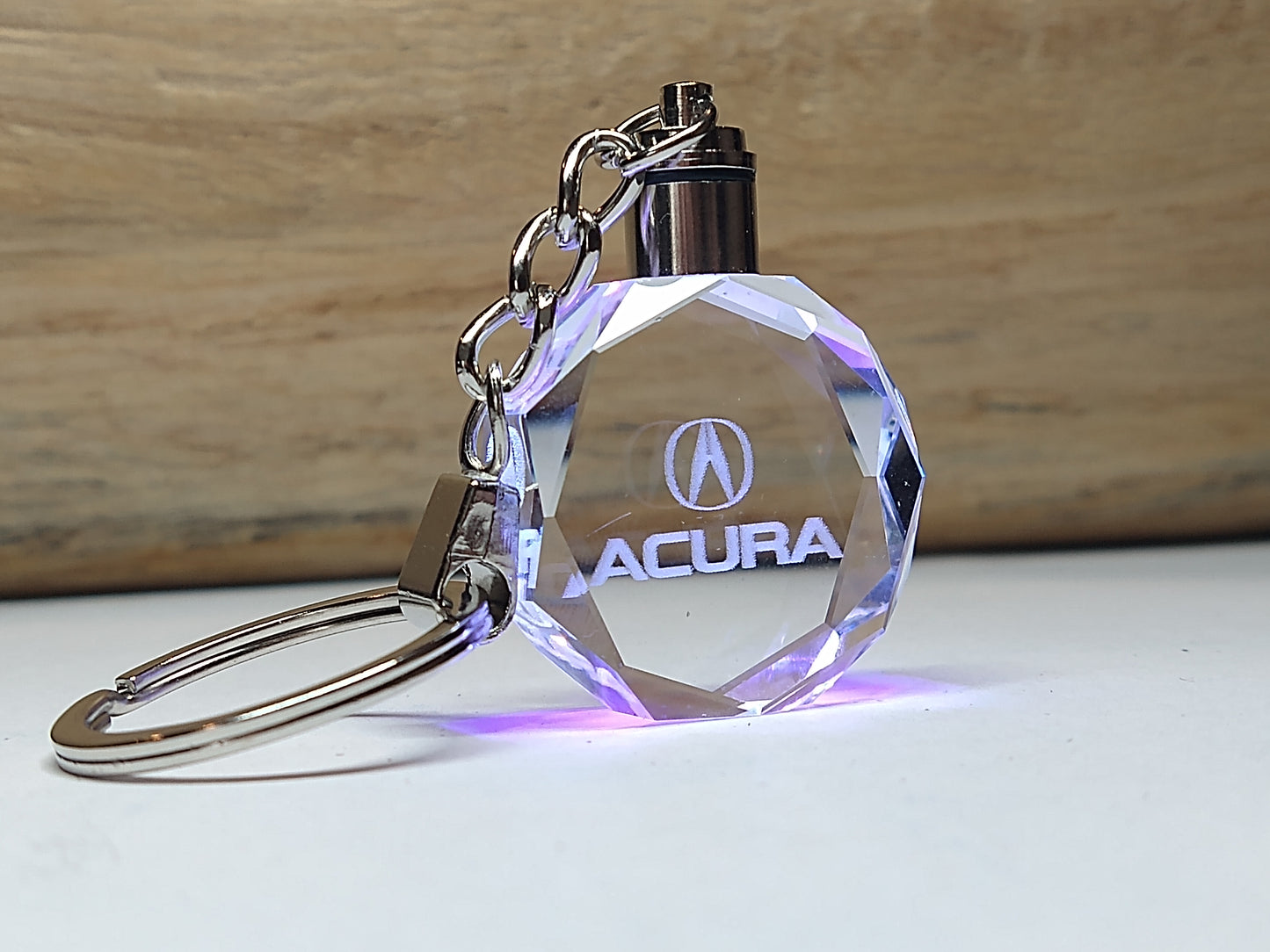 Customized Laser Engraved All Car with Logo Crystal Glass Keychain with Color Changing LED Lights (For Acura) !!