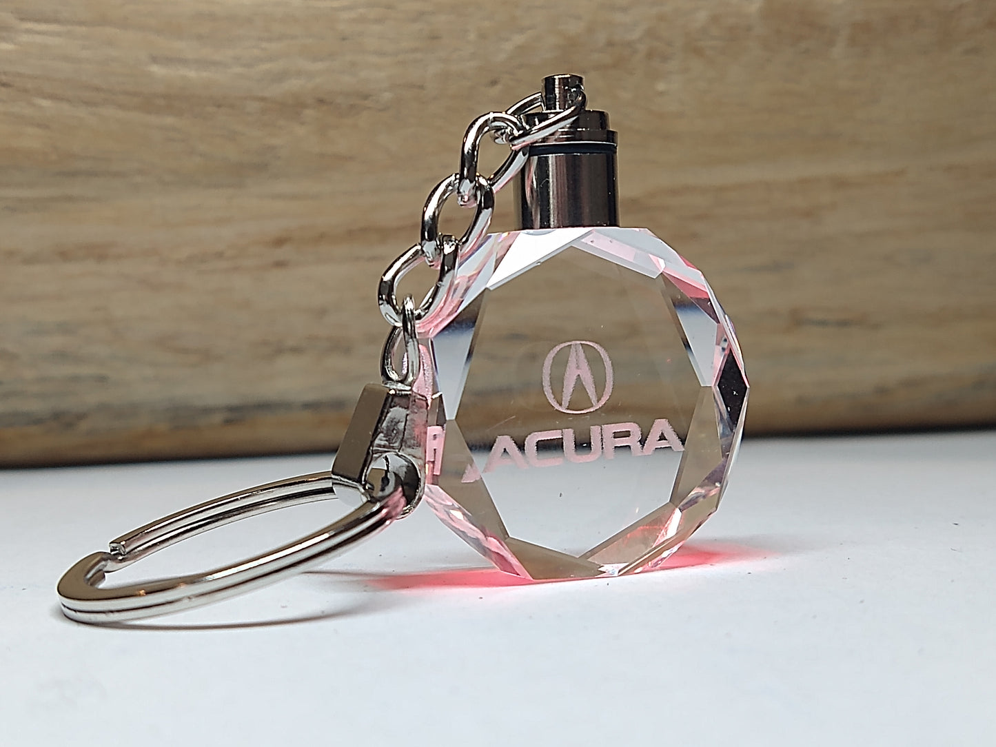 Customized Laser Engraved All Car with Logo Crystal Glass Keychain with Color Changing LED Lights (For Acura) !!