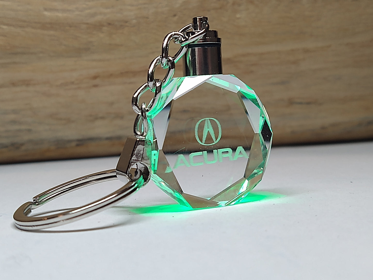 Customized Laser Engraved All Car with Logo Crystal Glass Keychain with Color Changing LED Lights (For Acura) !!