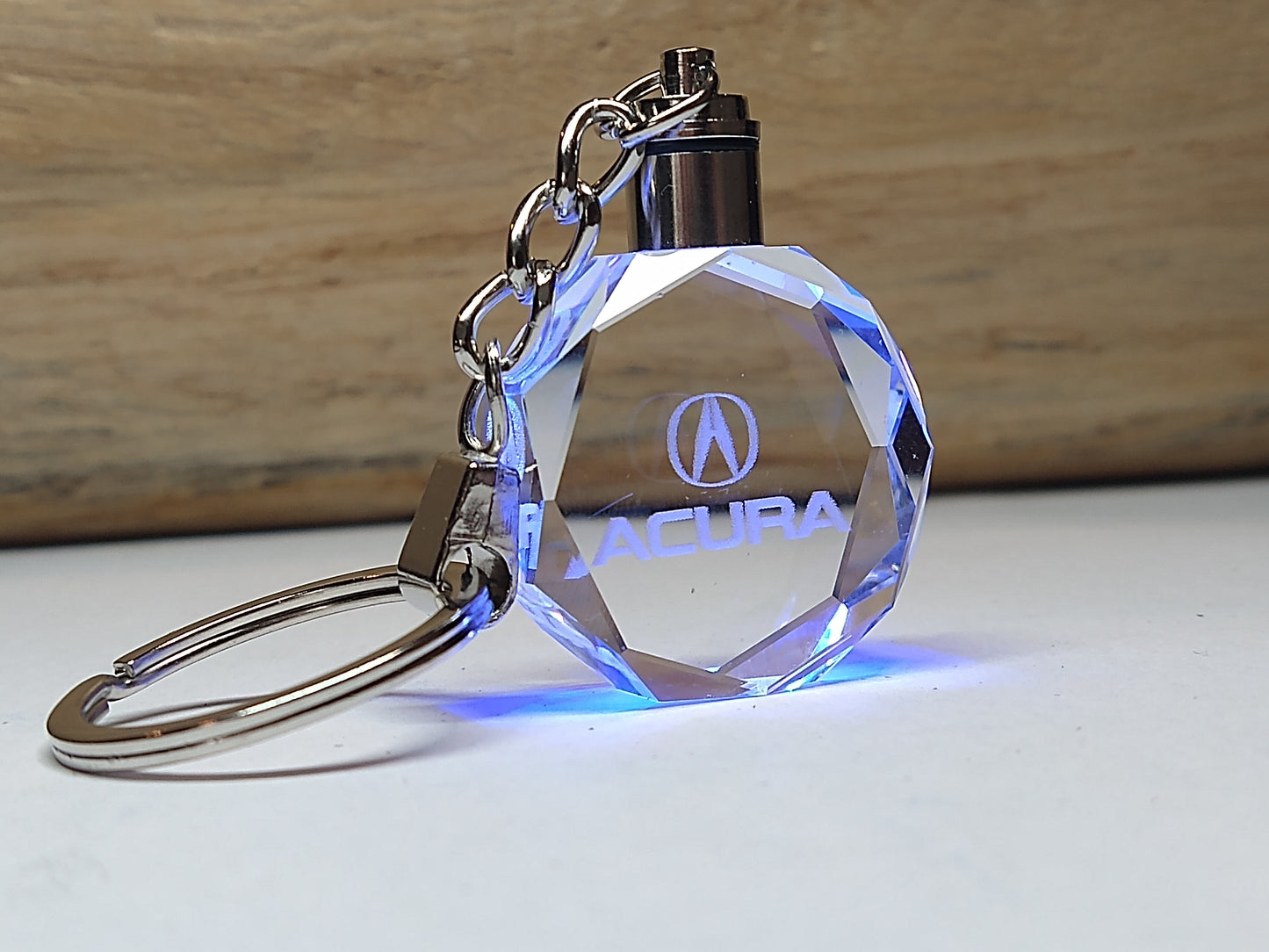 Customized Laser Engraved All Car with Logo Crystal Glass Keychain with Color Changing LED Lights (For Acura) !!