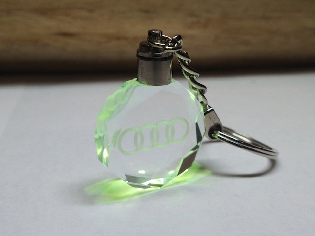 Customized Laser Engraved All Car with Logo Crystal Glass Keychain with Color Changing LED Lights (For Audi)!!