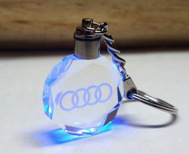 Customized Laser Engraved All Car with Logo Crystal Glass Keychain with Color Changing LED Lights (For Audi)!!