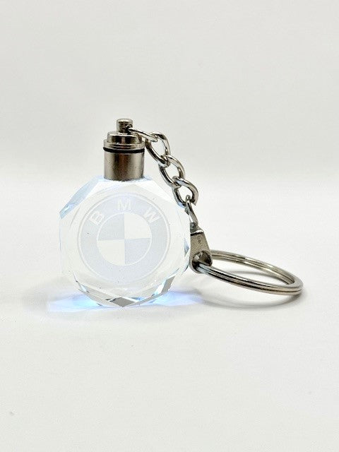 Customized Laser Engraved All Car with Logo Crystal Glass Keychain with Color Changing LED Lights (For BMW)!!
