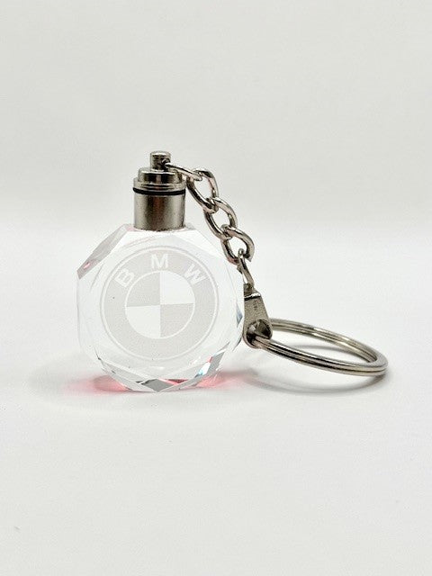 Customized Laser Engraved All Car with Logo Crystal Glass Keychain with Color Changing LED Lights (For BMW)!!