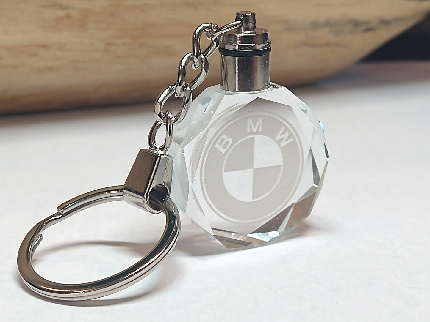 Customized Laser Engraved All Car with Logo Crystal Glass Keychain with Color Changing LED Lights (For BMW)!!