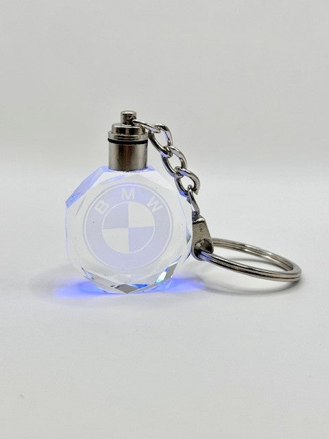 Customized Laser Engraved All Car with Logo Crystal Glass Keychain with Color Changing LED Lights (For BMW)!!