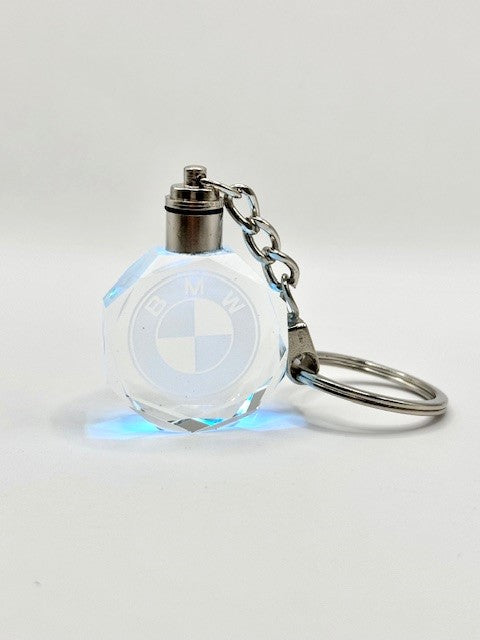 Customized Laser Engraved All Car with Logo Crystal Glass Keychain with Color Changing LED Lights (For BMW)!!
