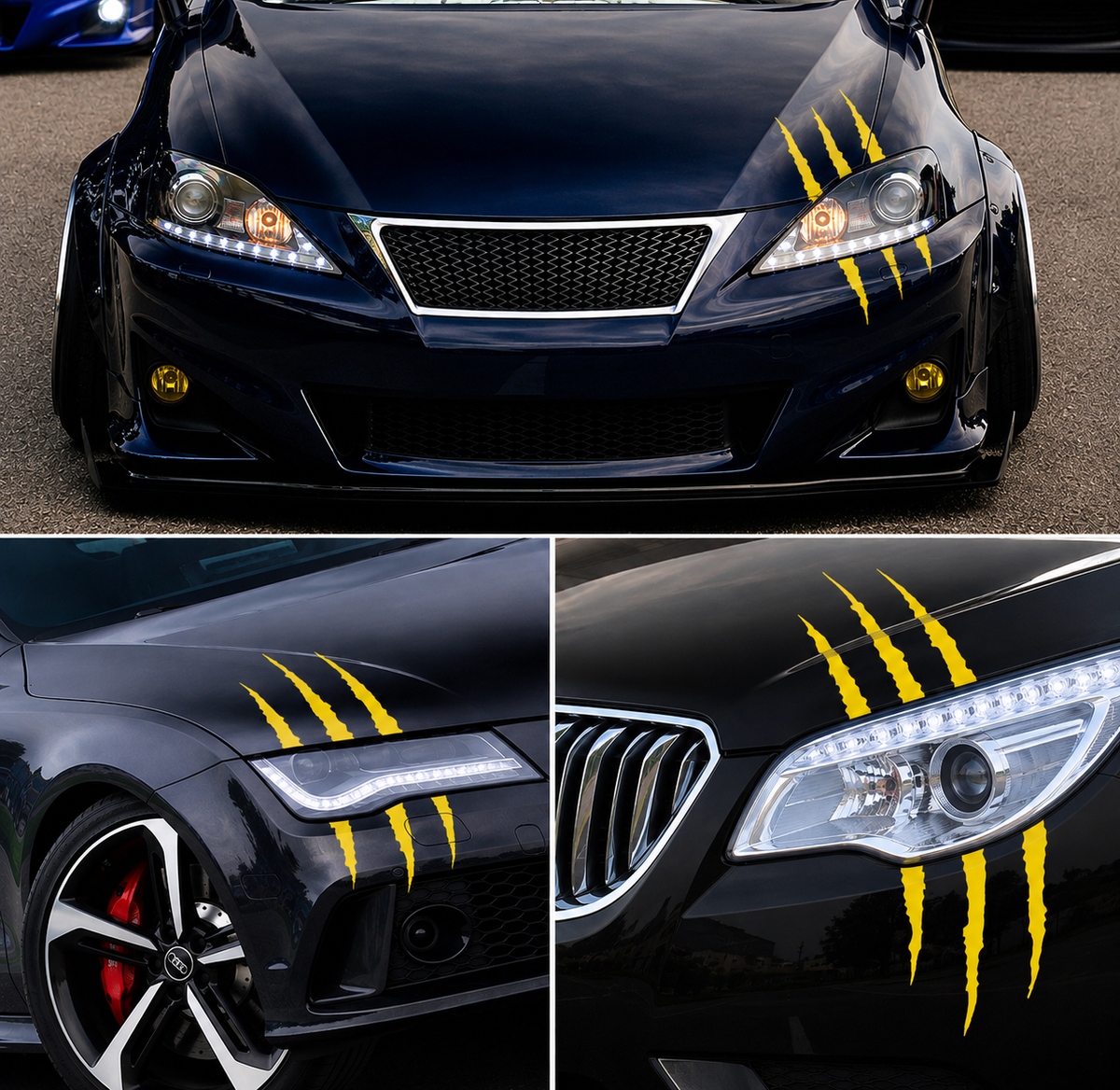 Auto Car Stickers Reflective Monster Claw Scratch Marks Headlight Bumper Sticker Waterproof Decal for Truck, Cars, SUV's, Motorcycle, Scooters, Different Designs