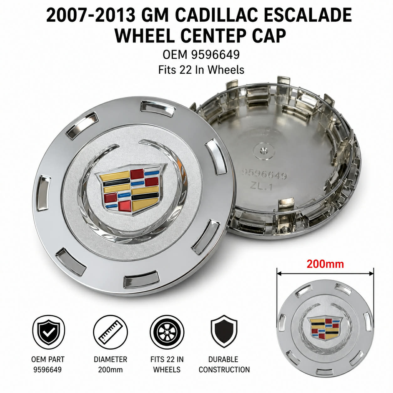 Wheel Center Caps Compatible with Cadillac Multiple Sizes