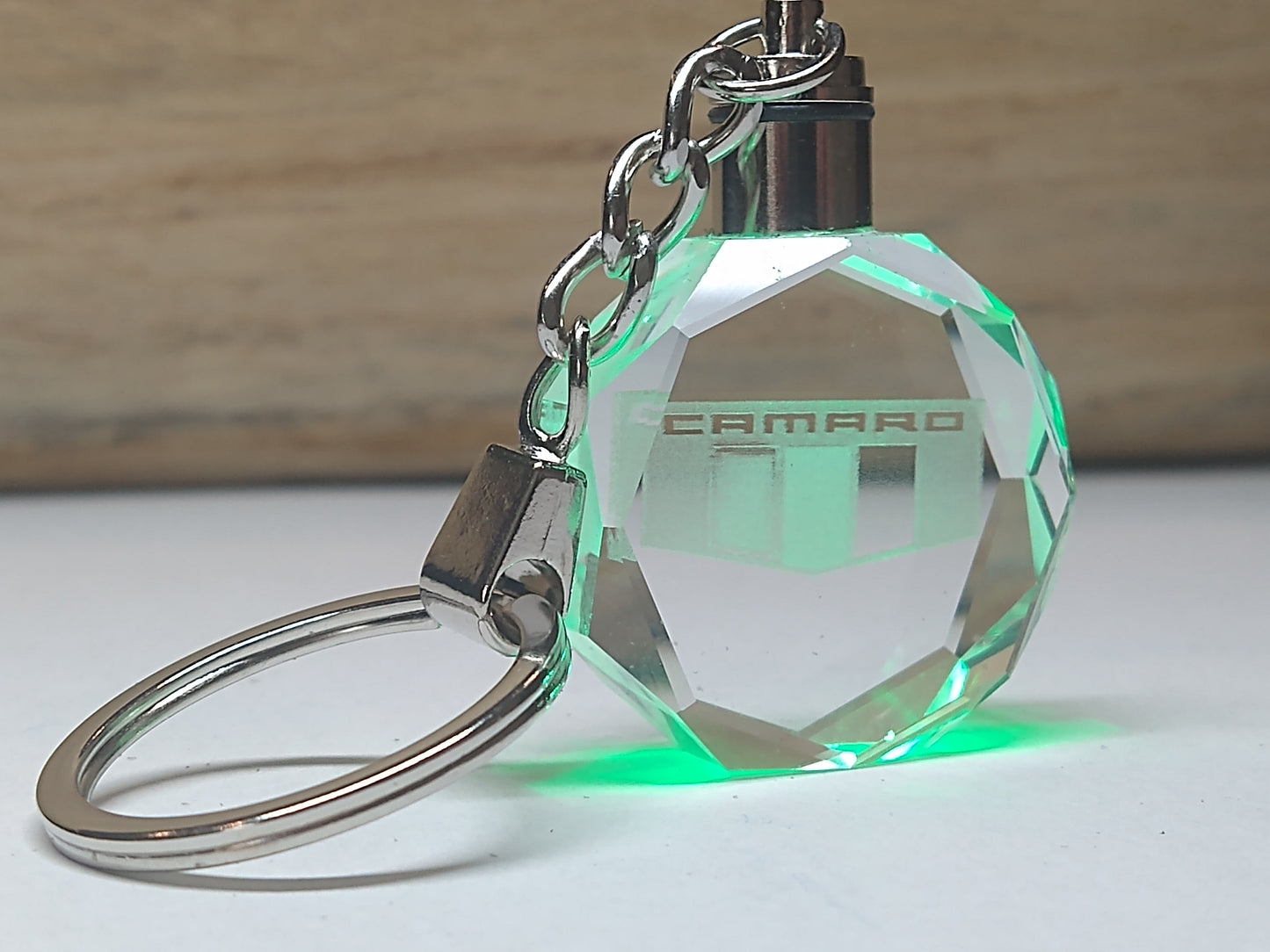 Customized Laser Engraved All Car with Logo Crystal Glass Keychain with Color Changing LED Lights (For Camaro)!!