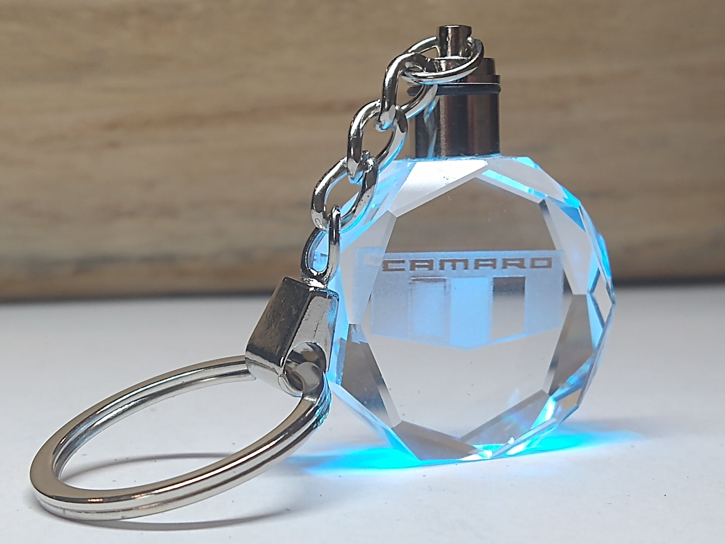 Customized Laser Engraved All Car with Logo Crystal Glass Keychain with Color Changing LED Lights (For Camaro)!!