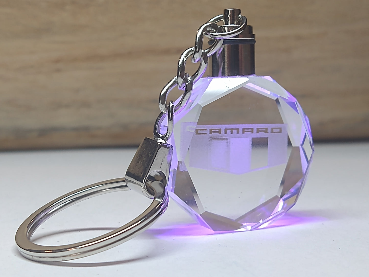 Customized Laser Engraved All Car with Logo Crystal Glass Keychain with Color Changing LED Lights (For Camaro)!!