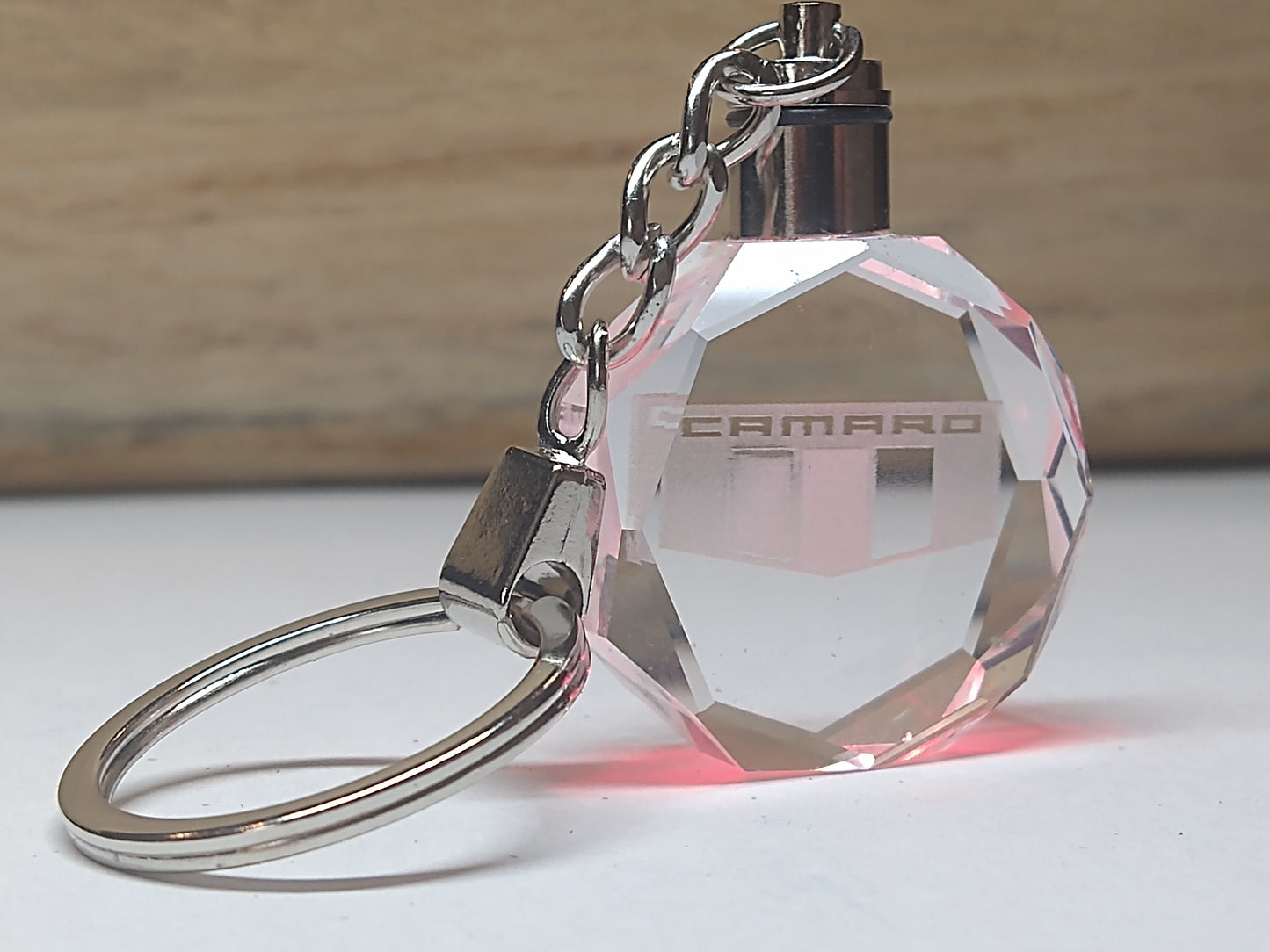 Customized Laser Engraved All Car with Logo Crystal Glass Keychain with Color Changing LED Lights (For Camaro)!!