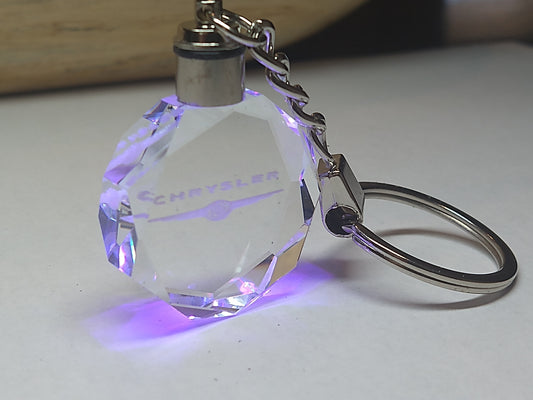Customized Laser Engraved All Car with Logo Crystal Glass Keychain with Color Changing LED Lights (For Chrysler)!!