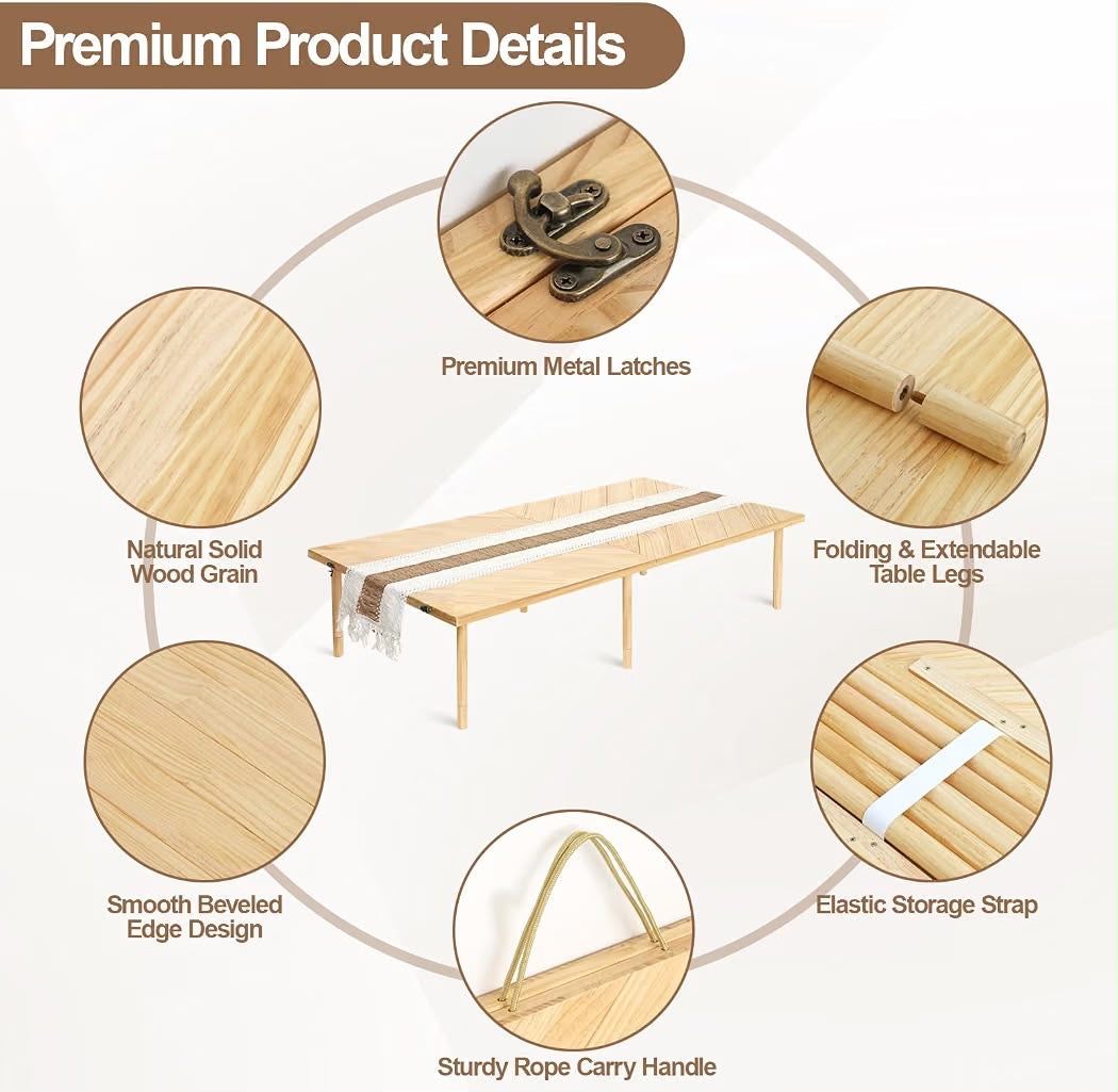 44x22 Folding Low Picnic Table Portable Outdoor Table