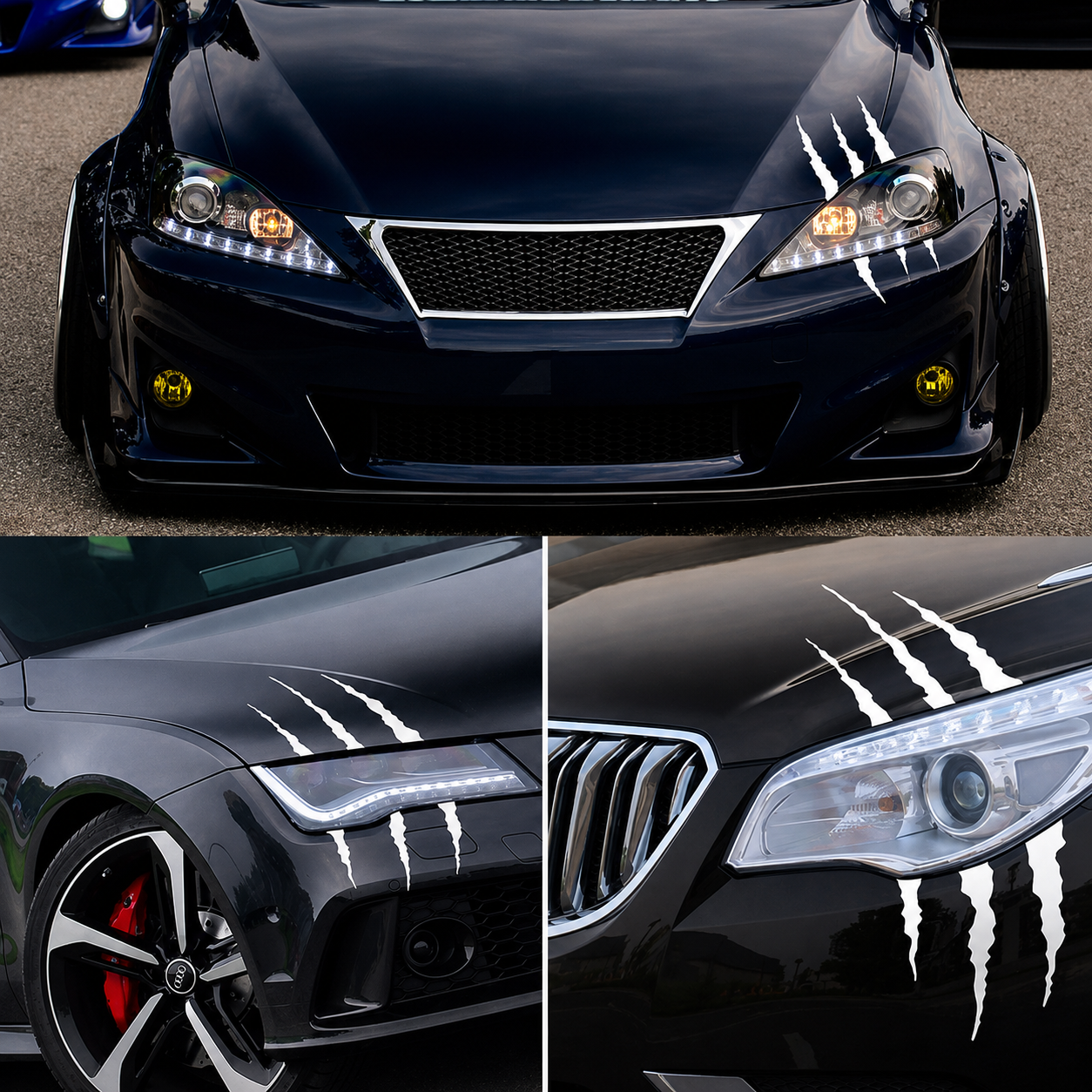 Auto Car Stickers Reflective Monster Claw Scratch Marks Headlight Bumper Sticker Waterproof Decal for Truck, Cars, SUV's, Motorcycle, Scooters, Different Designs