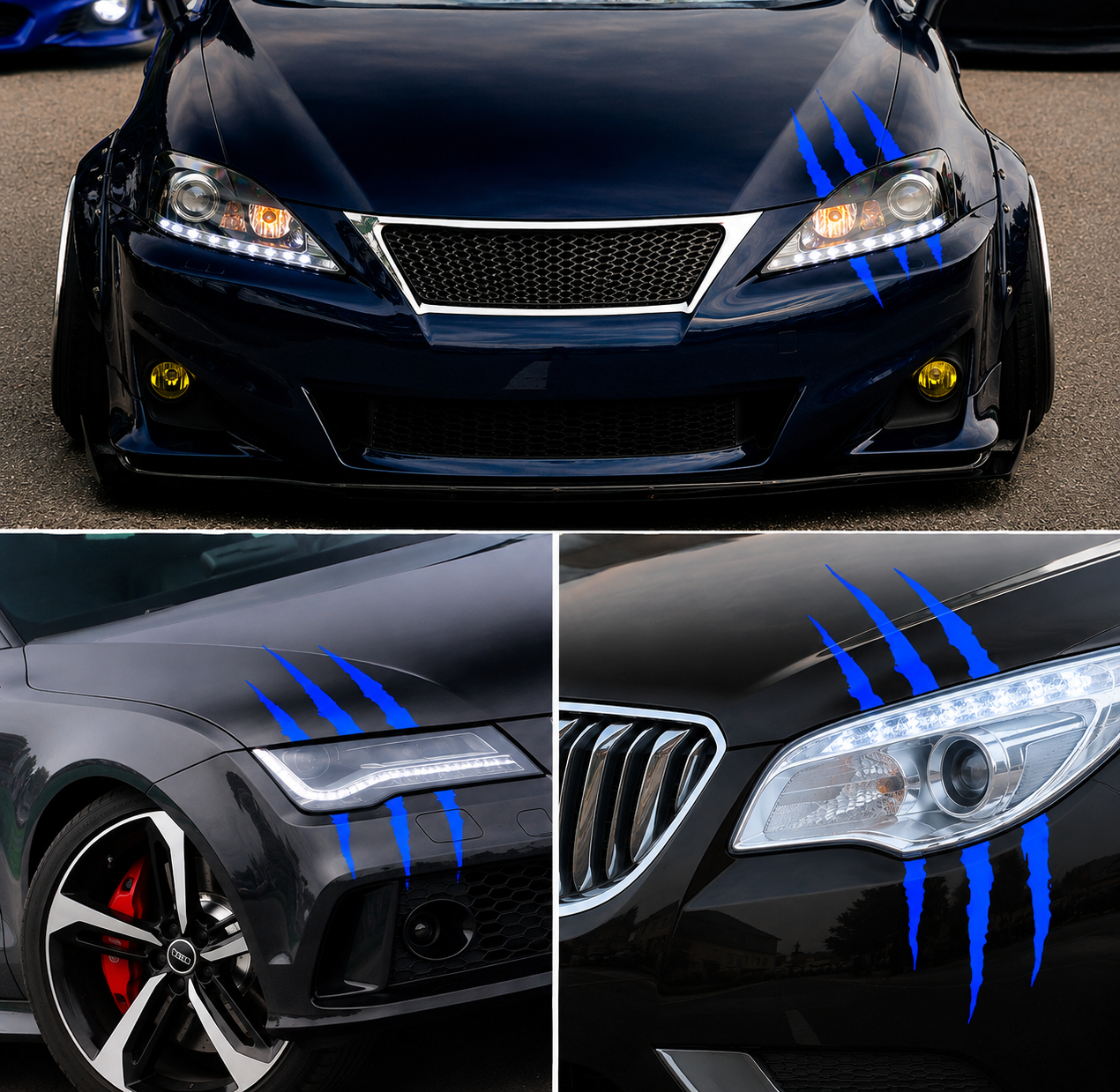 Auto Car Stickers Reflective Monster Claw Scratch Marks Headlight Bumper Sticker Waterproof Decal for Truck, Cars, SUV's, Motorcycle, Scooters, Different Designs