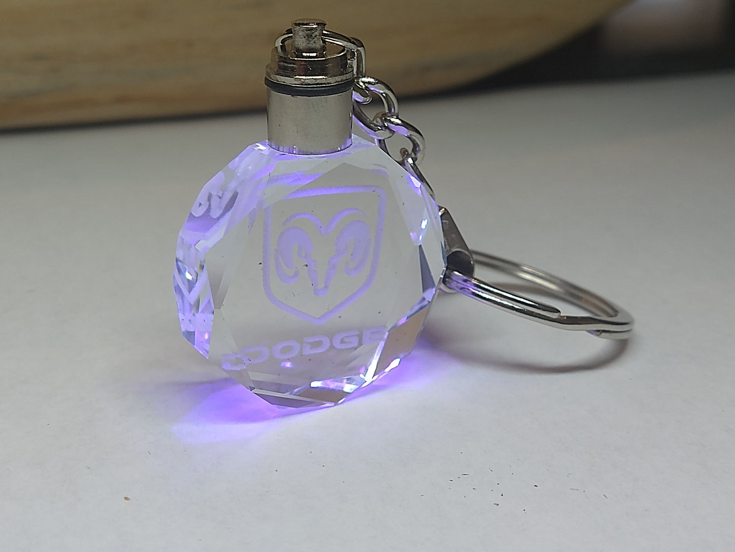 Customized Laser Engraved All Car with Logo Crystal Glass Keychain with Color Changing LED Lights (For Dodge Ram)!!