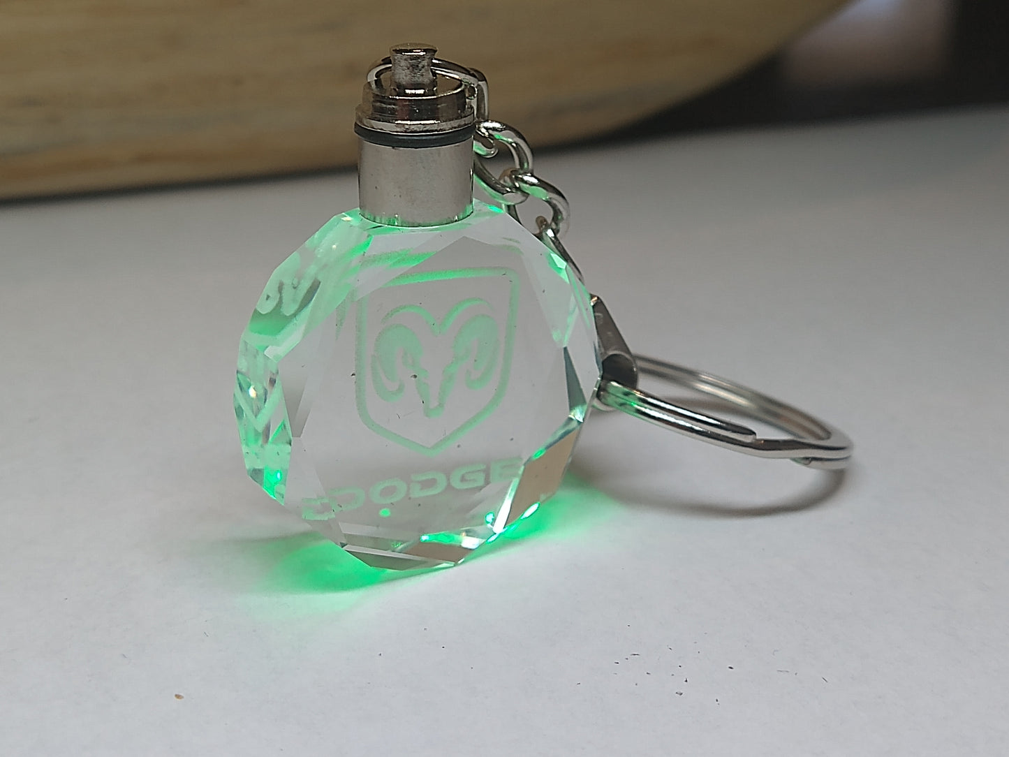 Customized Laser Engraved All Car with Logo Crystal Glass Keychain with Color Changing LED Lights (For Dodge Ram)!!