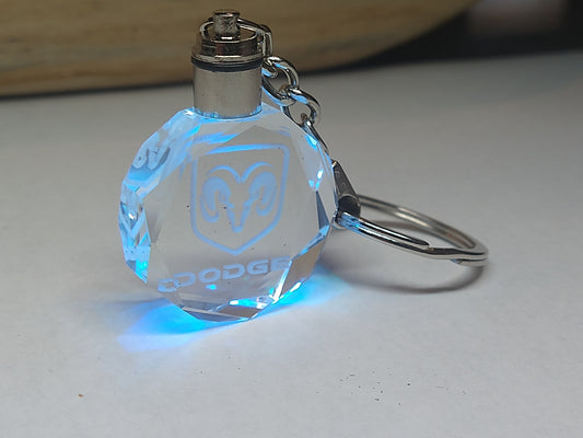Customized Laser Engraved All Car with Logo Crystal Glass Keychain with Color Changing LED Lights (For Dodge Ram)!!