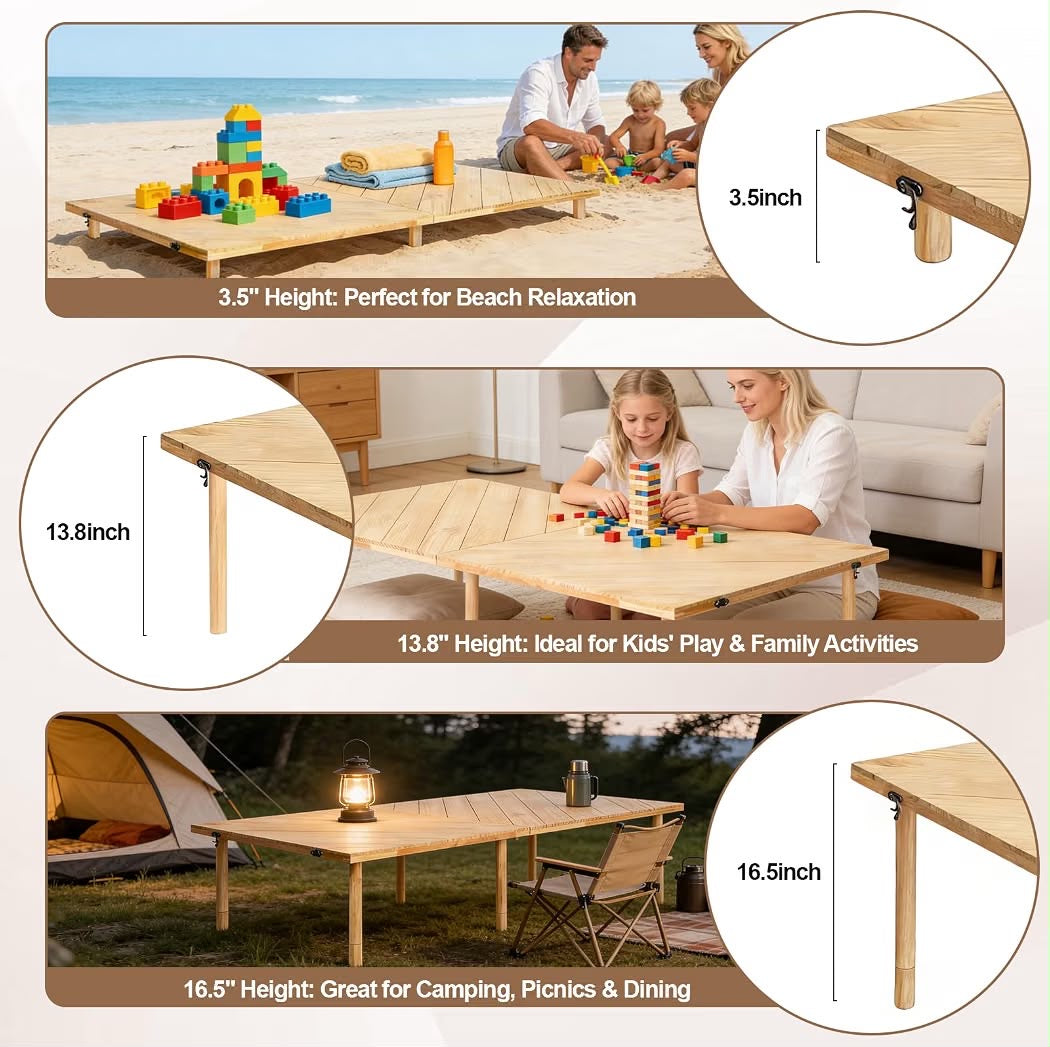 44x22 Folding Low Picnic Table Portable Outdoor Table