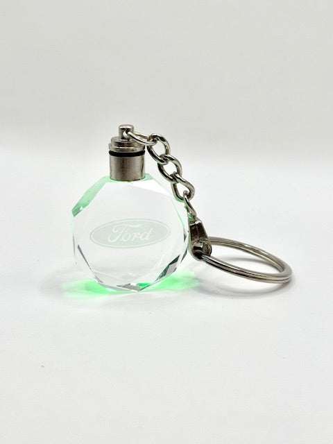 Customized Laser Engraved All Car with Logo Crystal Glass Keychain with Color Changing LED Lights (For Ford)!!