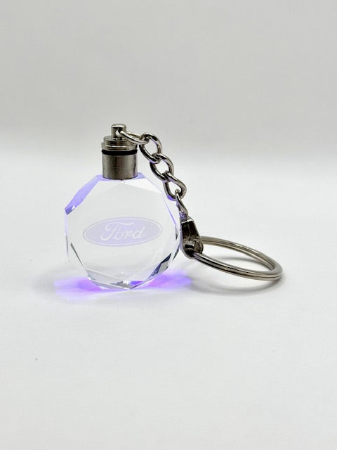 Customized Laser Engraved All Car with Logo Crystal Glass Keychain with Color Changing LED Lights (For Ford)!!