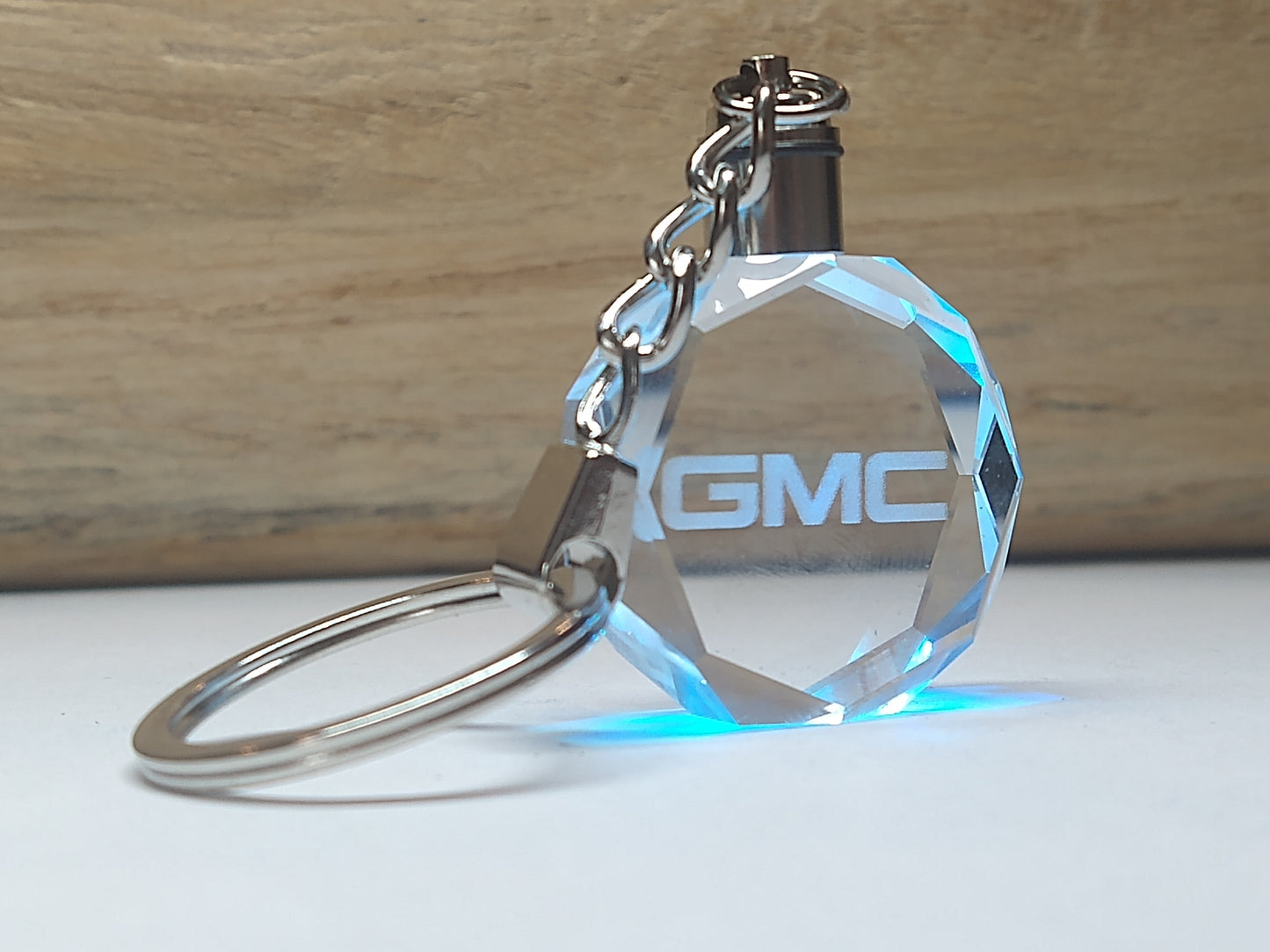 Customized Laser Engraved All Car with Logo Crystal Glass Keychain with Color Changing LED Lights (For GMC)!!