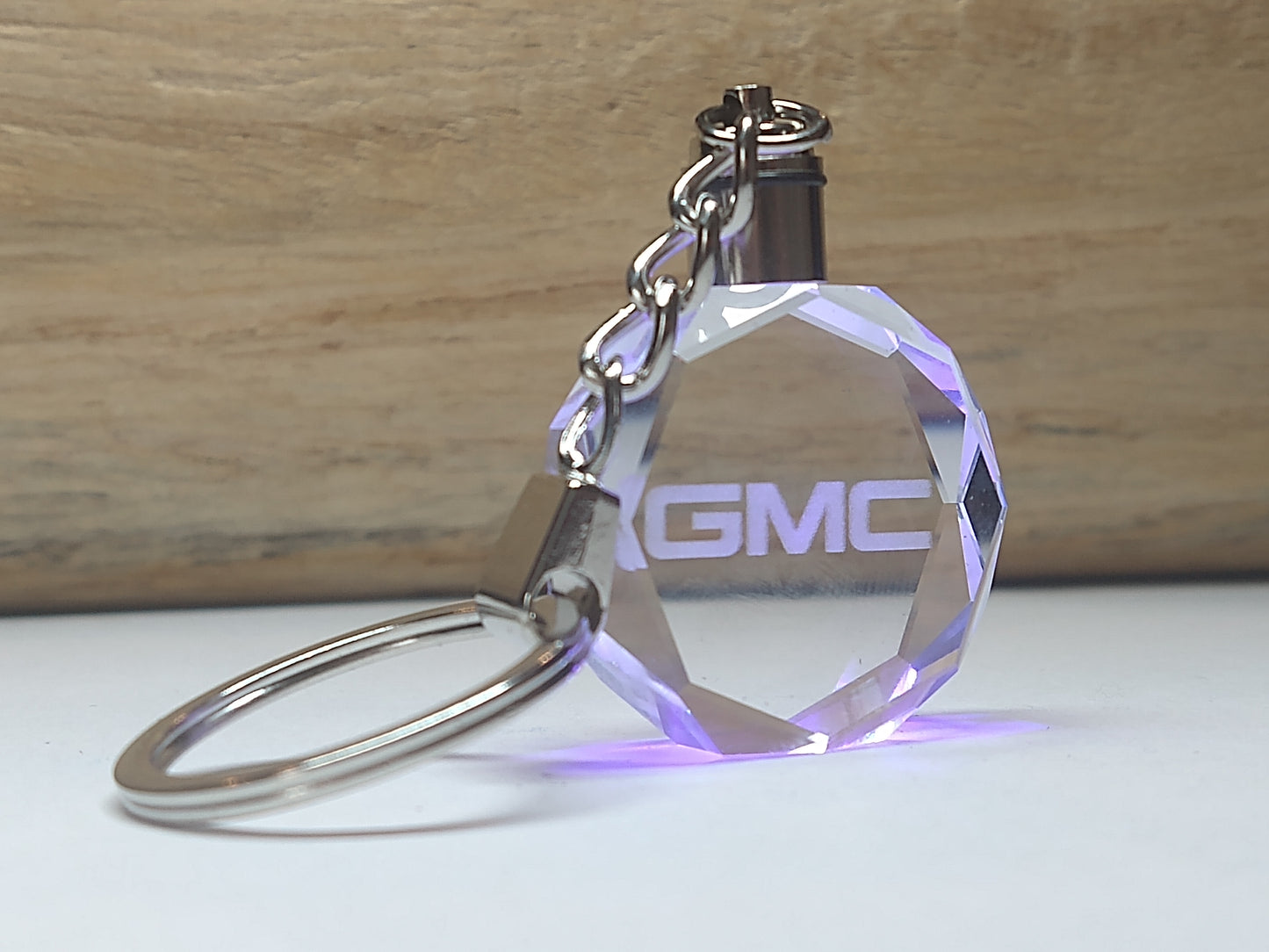 Customized Laser Engraved All Car with Logo Crystal Glass Keychain with Color Changing LED Lights (For GMC)!!