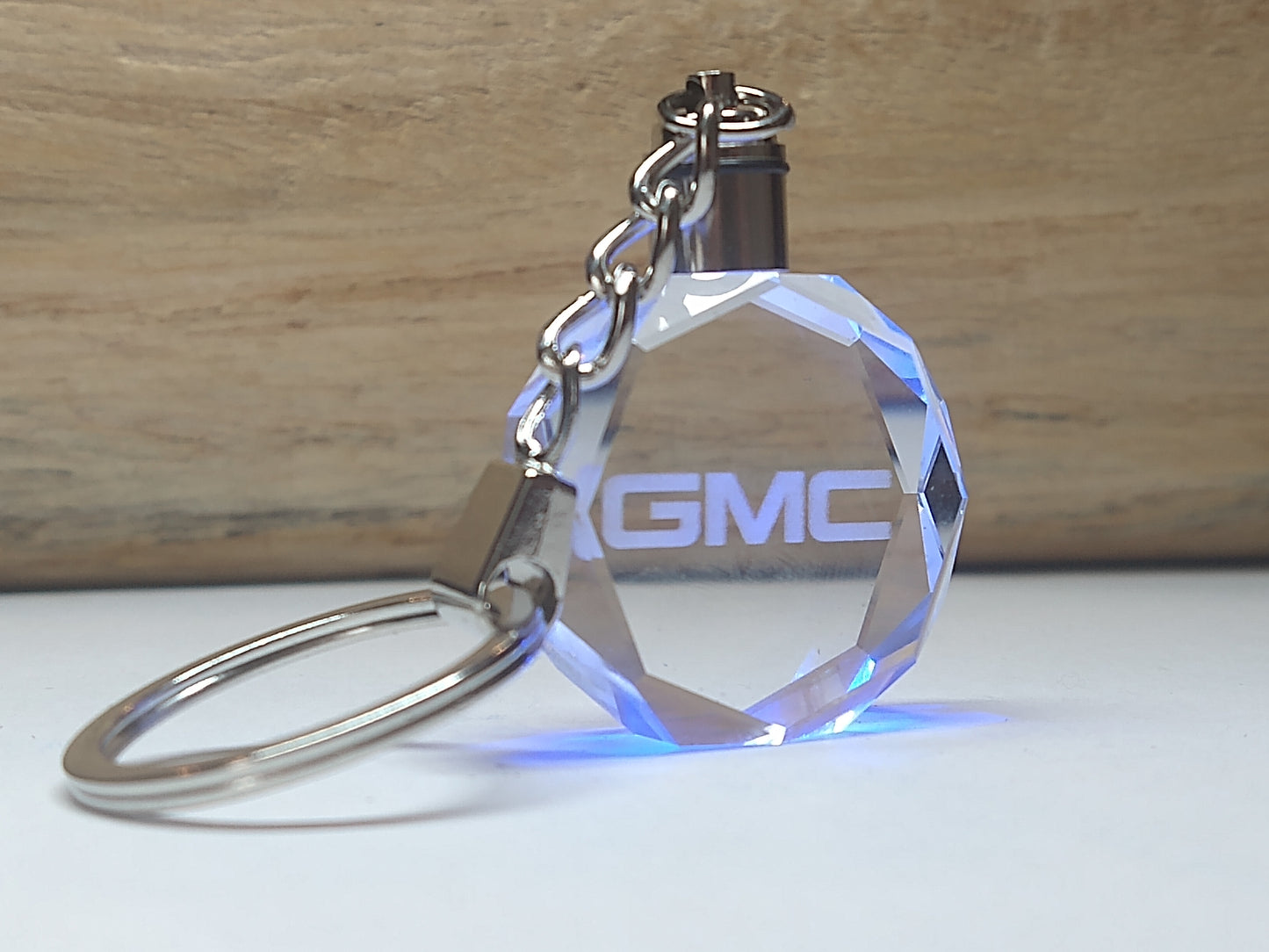 Customized Laser Engraved All Car with Logo Crystal Glass Keychain with Color Changing LED Lights (For GMC)!!