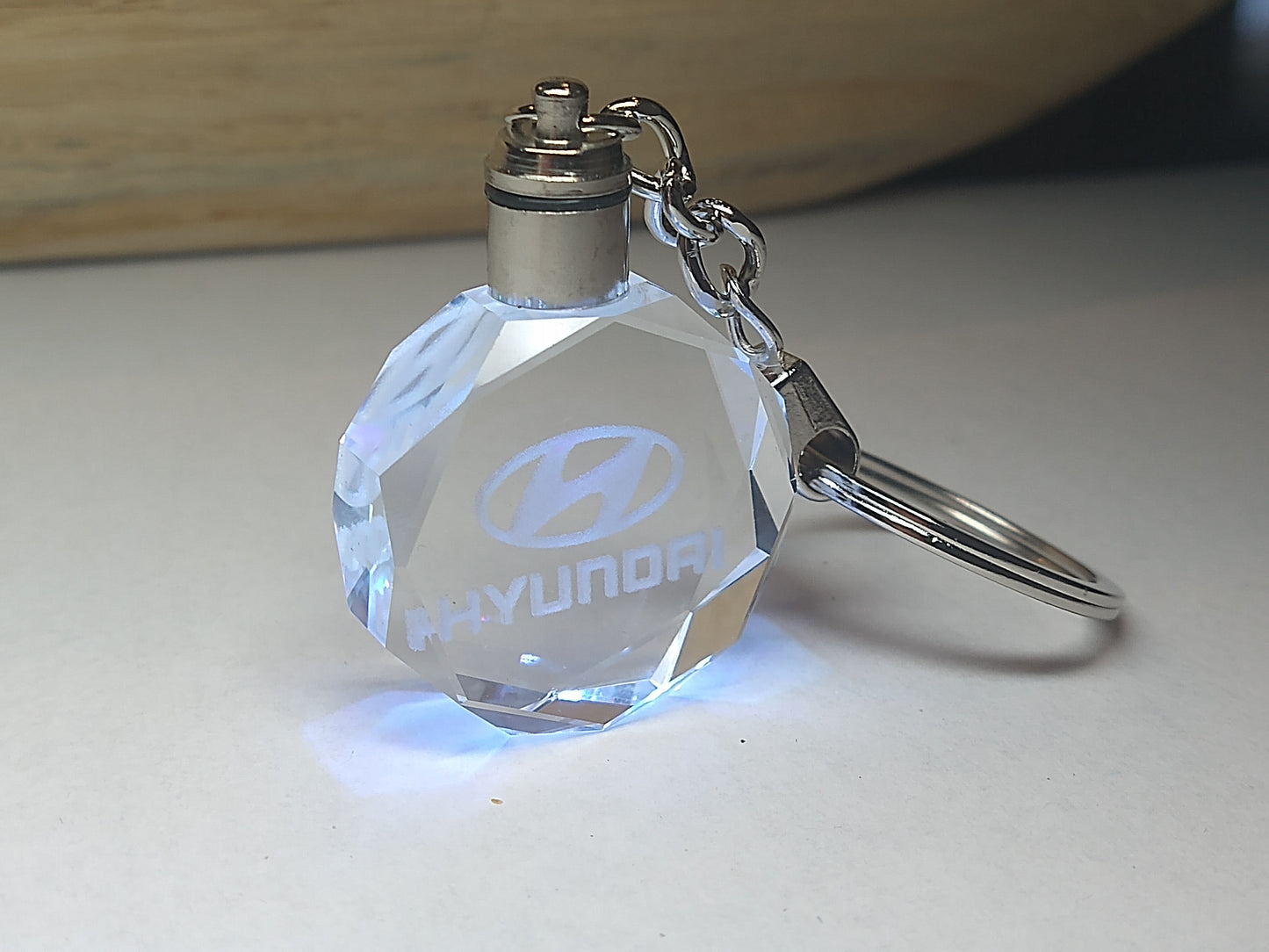 Customized Laser Engraved All Car with Logo Crystal Glass Keychain with Color Changing LED Lights (For Hyundai)!!
