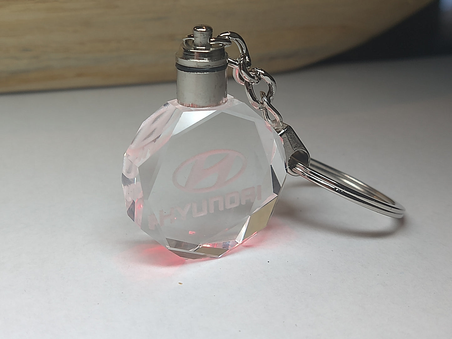 Customized Laser Engraved All Car with Logo Crystal Glass Keychain with Color Changing LED Lights (For Hyundai)!!