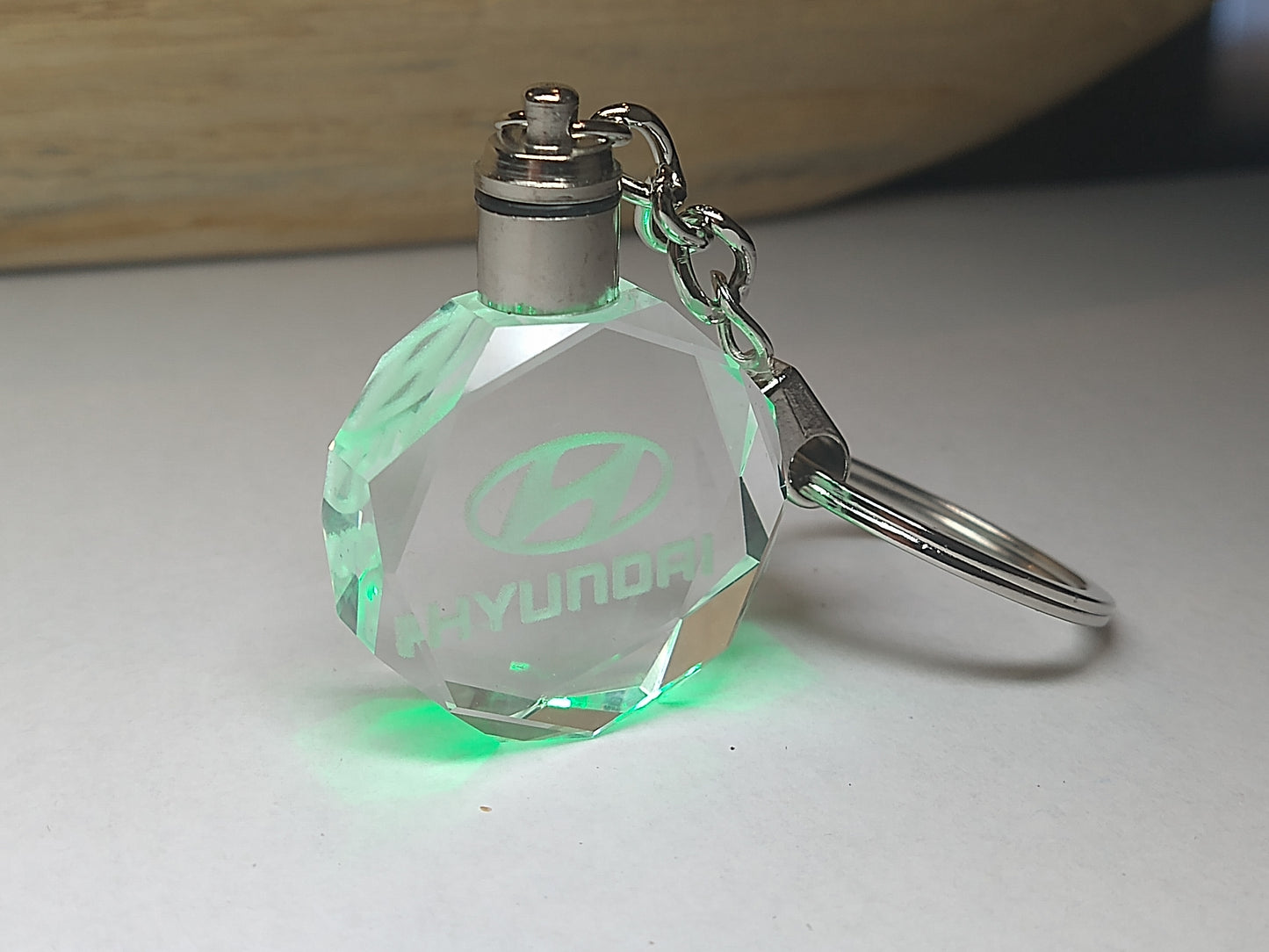 Customized Laser Engraved All Car with Logo Crystal Glass Keychain with Color Changing LED Lights (For Hyundai)!!