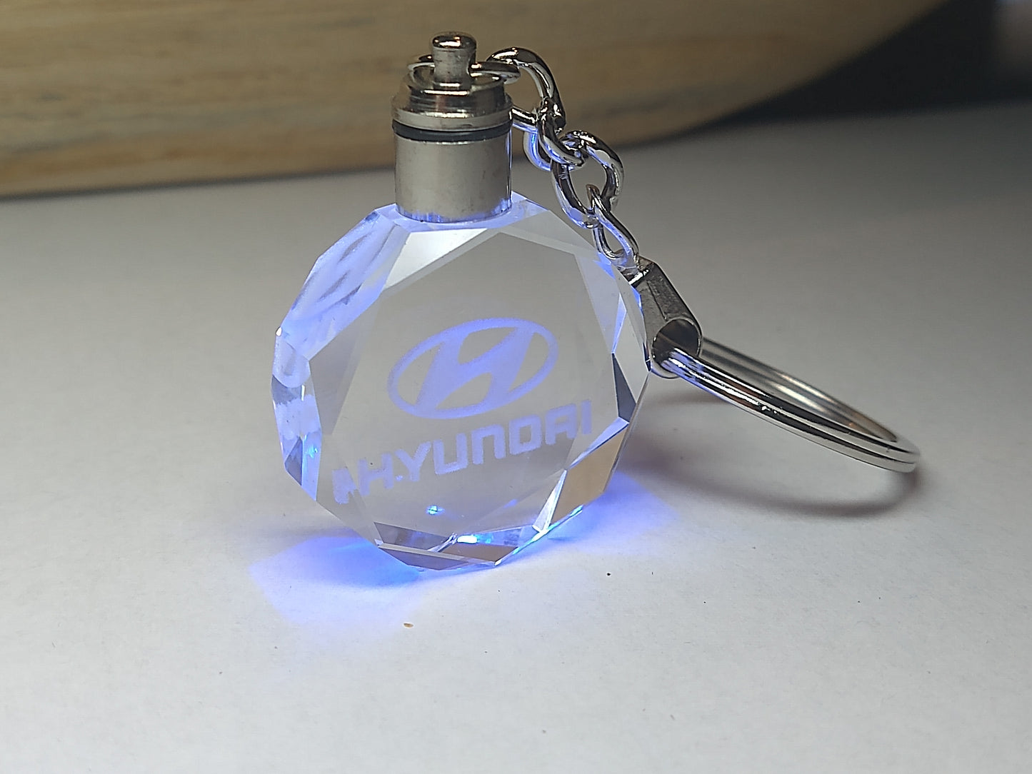 Customized Laser Engraved All Car with Logo Crystal Glass Keychain with Color Changing LED Lights (For Hyundai)!!