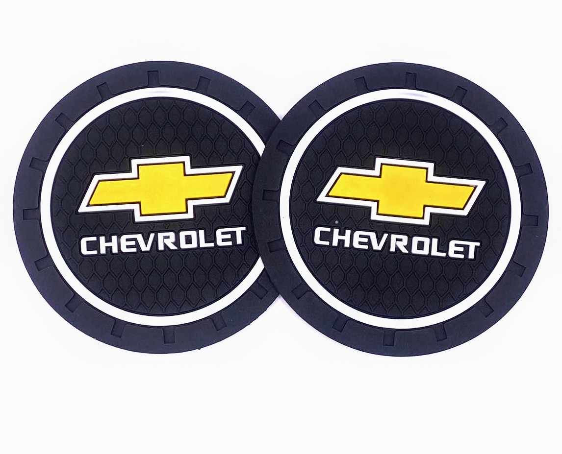 2PCS Car Cup Holder Coaster, 2.75 Inch Carbon Fiber Cup Holder Insert Coaster Pad, Non-Slip Embedded Cup Mat, Universal Car Interior Accessories for Most Vehicles with Car Make Logo