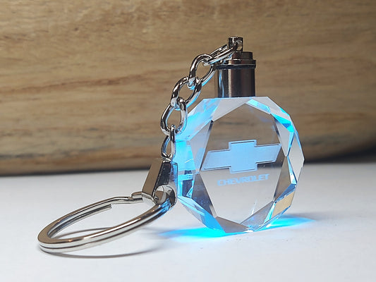 Customized Laser Engraved All Car with Logo Crystal Glass Keychain With Color Changing LED Lights (For Chevy) !!