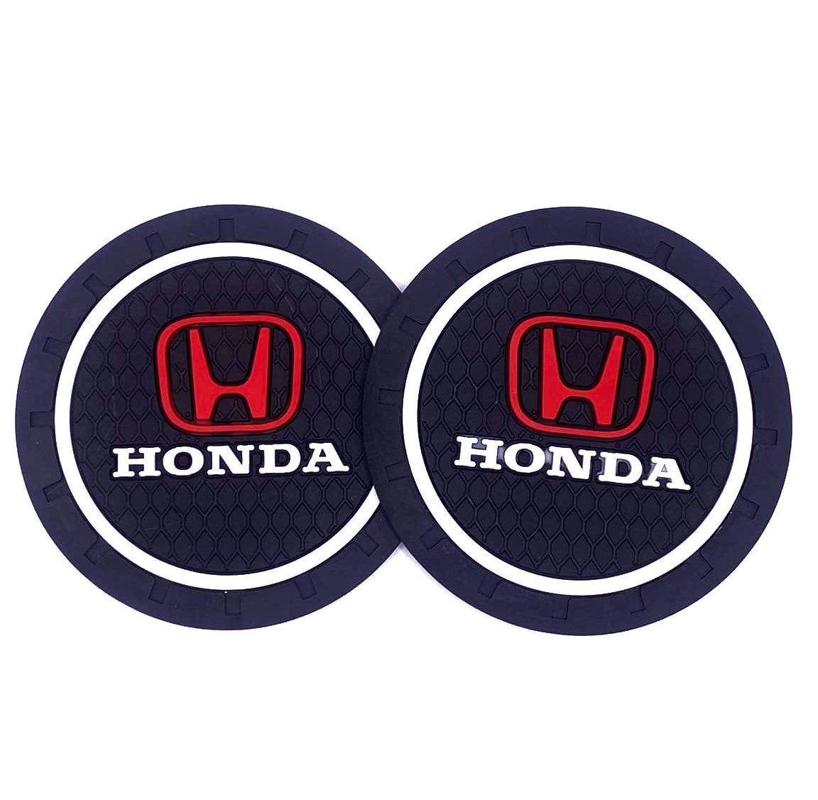 2PCS Car Cup Holder Coaster, 2.75 Inch Carbon Fiber Cup Holder Insert Coaster Pad, Non-Slip Embedded Cup Mat, Universal Car Interior Accessories for Most Vehicles with Car Make Logo