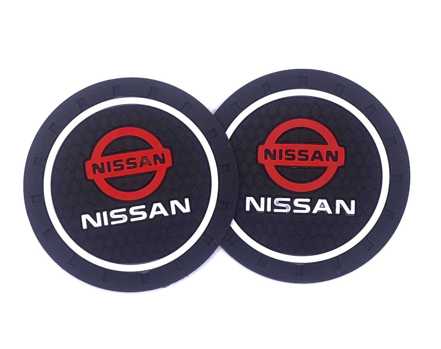2PCS Car Cup Holder Coaster, 2.75 Inch Carbon Fiber Cup Holder Insert Coaster Pad, Non-Slip Embedded Cup Mat, Universal Car Interior Accessories for Most Vehicles with Car Make Logo
