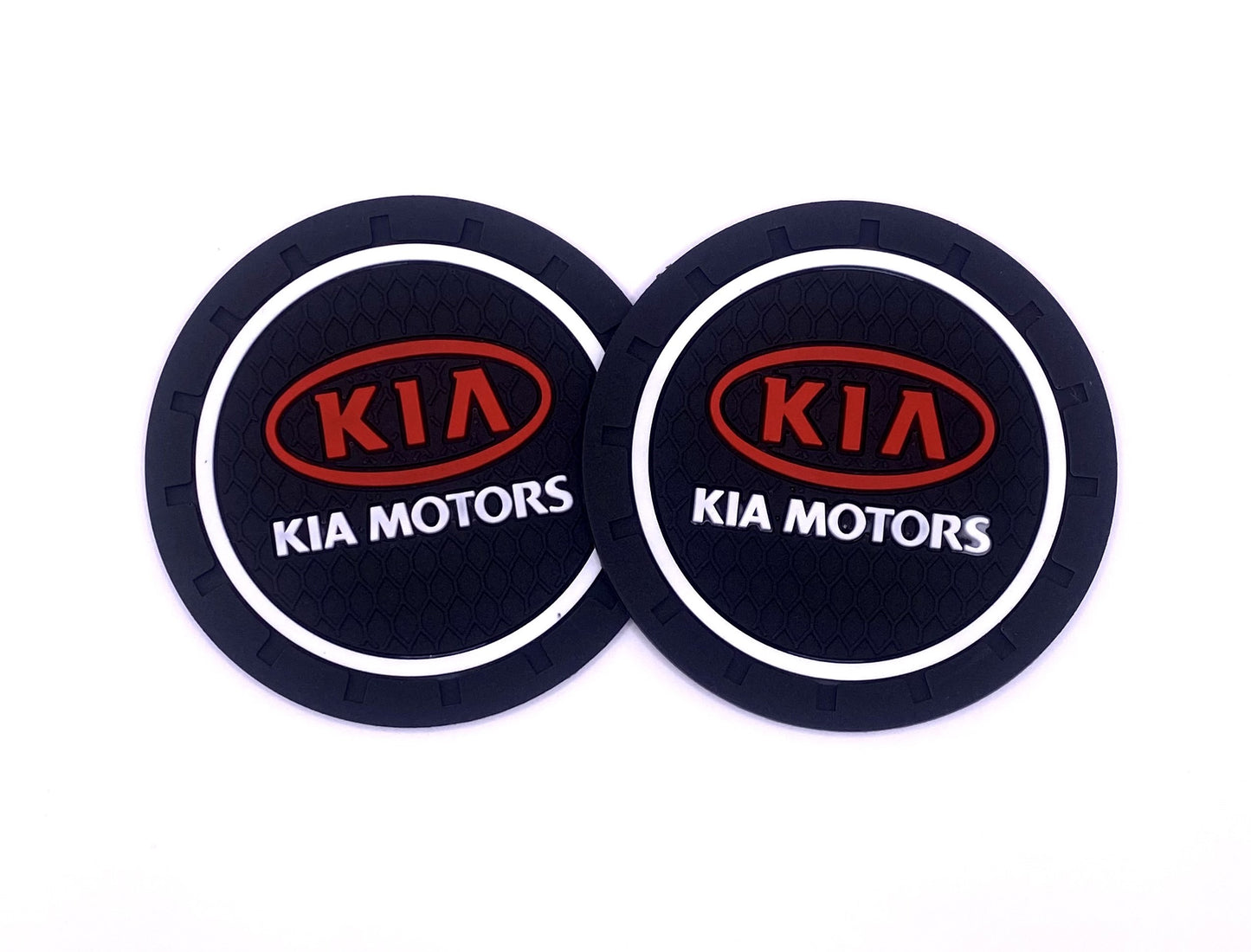 2PCS Car Cup Holder Coaster, 2.75 Inch Carbon Fiber Cup Holder Insert Coaster Pad, Non-Slip Embedded Cup Mat, Universal Car Interior Accessories for Most Vehicles with Car Make Logo