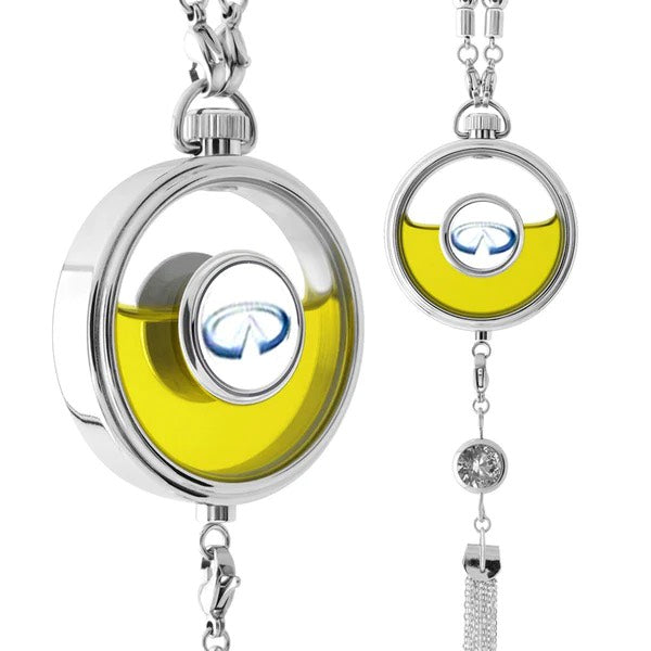 Car Air Freshener with Logo - Refillable Oil Fragrance for Domestic, European, Luxury, Sport Cars - Hanging Pendant
