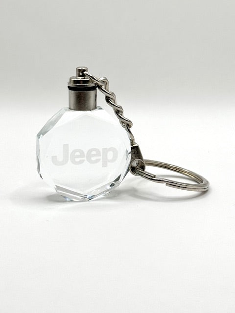 Customized Laser Engraved All Car with Logo Crystal Glass Keychain with Color Changing LED Lights (For Jeep)!!