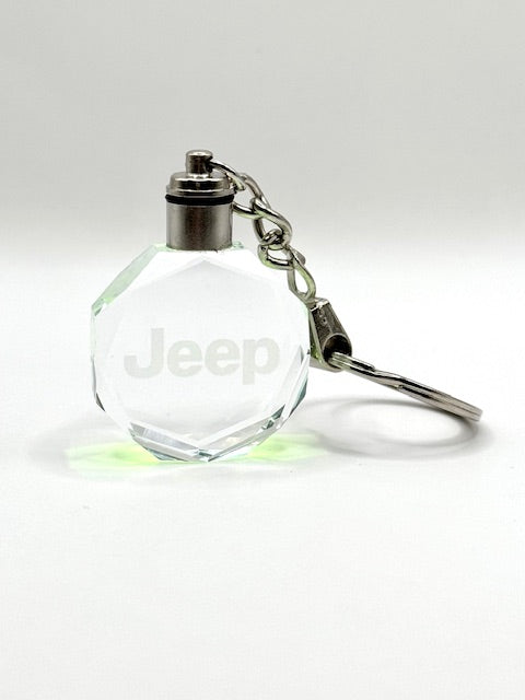 Customized Laser Engraved All Car with Logo Crystal Glass Keychain with Color Changing LED Lights (For Jeep)!!