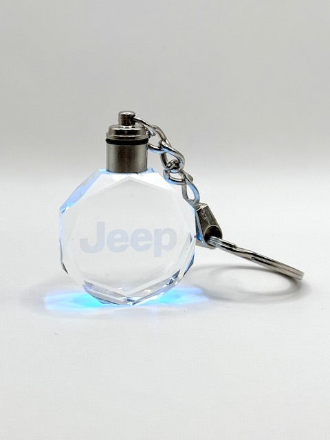 Customized Laser Engraved All Car with Logo Crystal Glass Keychain with Color Changing LED Lights (For Jeep)!!